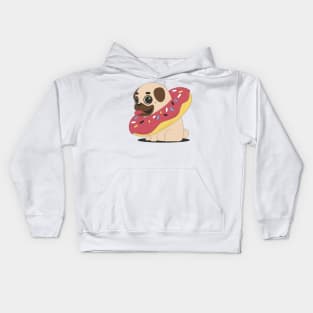 Doughnut on a Pug Kids Hoodie